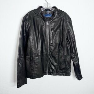 Cole Haan Leather Jacket Men’s Large Black Moto Zip Up